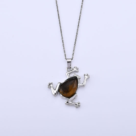 Tiger Eye Pendant in Silvertone with Stainless Steel Necklace (20 Inches) 15.00 ctw