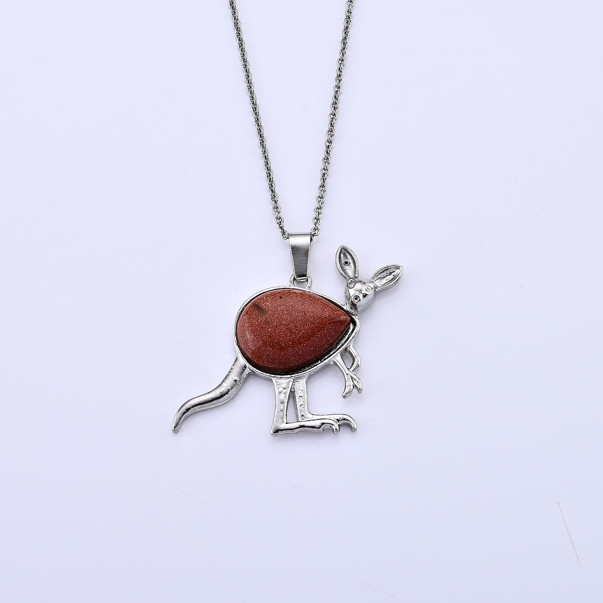 Gold Sandstone Pendant in Silvertone with Stainless Steel Necklace (20 Inches) 25.00 ctw