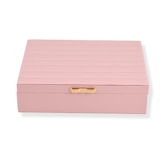 Livmore Pink Faux Leather Stitching Surface Jewelry Box