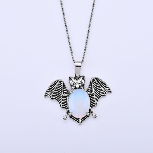 White Opal Pendant in Silvertone with Stainless Steel Necklace (20 Inches) 20.00 ctw