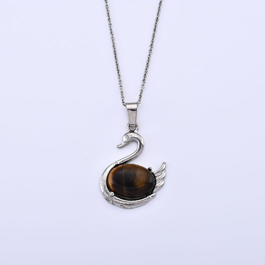 Tiger Eye Pendant in Silvertone with Stainless Steel Necklace (20 Inches) 25.00 ctw 8666693