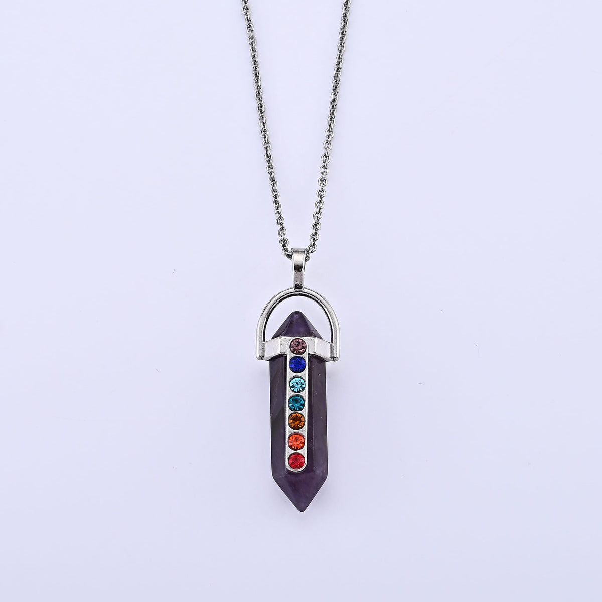 African Amethyst Pendant in Silvertone with Stainless Steel Necklace (20 Inches) 50.00 ctw