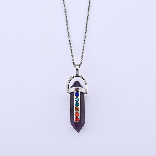 African Amethyst Pendant in Silvertone with Stainless Steel Necklace (20 Inches) 50.00 ctw