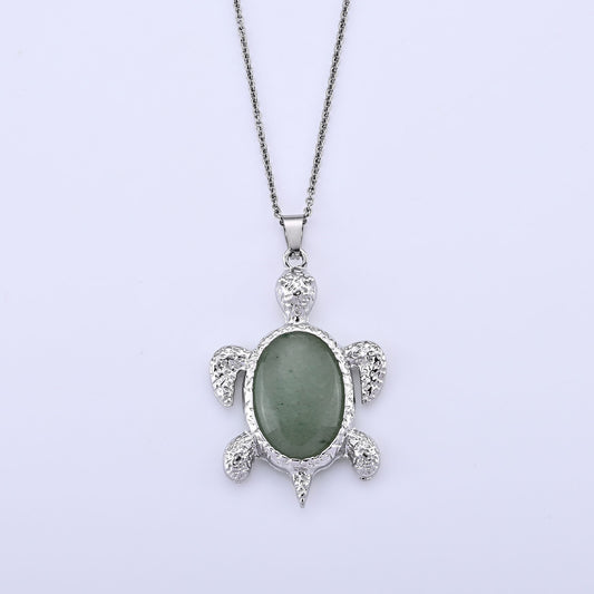 Green Aventurine Pendant in Silvertone with Stainless Steel Necklace (20 Inches) 22.00 ctw