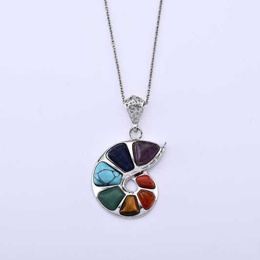 Multi Gemstone Pendant in Silvertone with Stainless Steel Necklace (20 Inches) 21.00 ctw
