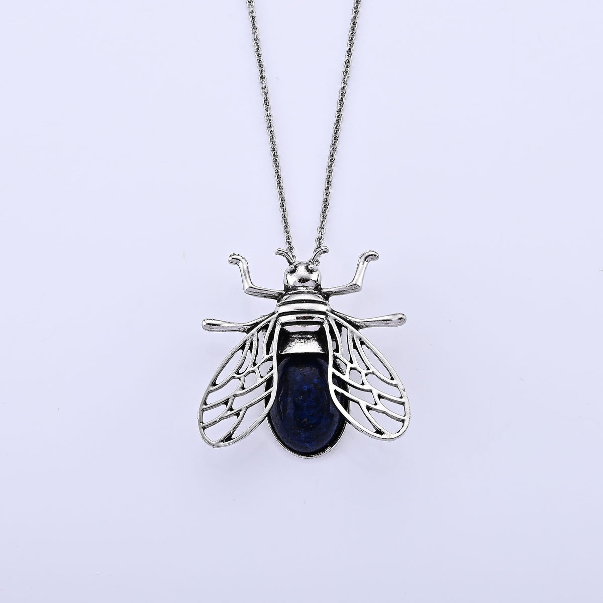Lapis Lazuli Pendant in Silvertone with Stainless Steel Necklace (20 Inches) 28.00 ctw