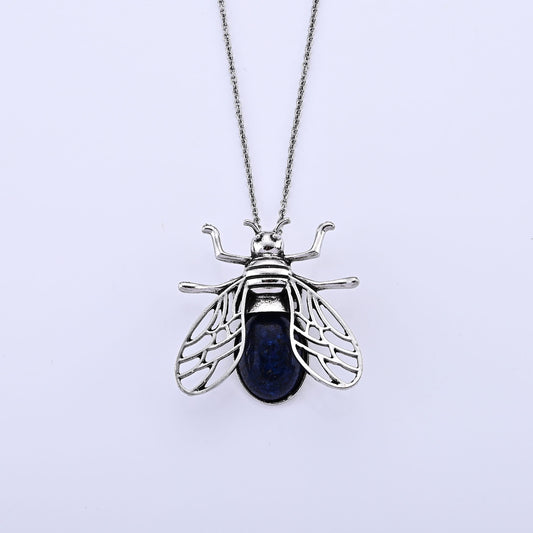 Lapis Lazuli Pendant in Silvertone with Stainless Steel Necklace (20 Inches) 28.00 ctw