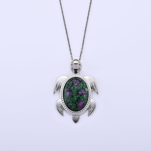 Ruby Zoisite Pendant in Silvertone with Stainless Steel Necklace (20 Inches) 20.00 ctw