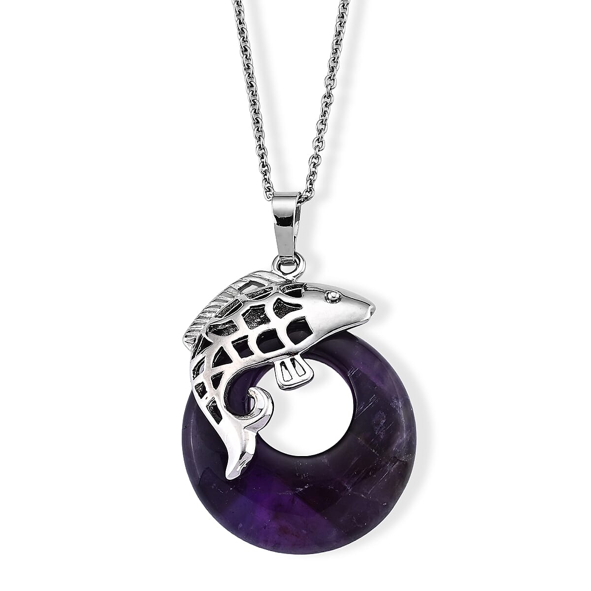 Gold Sandstone Pendant in Silvertone with Stainless Steel Necklace (20 Inches) 20.00 ctw