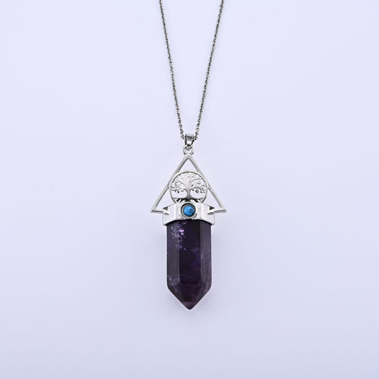 African Amethyst Pendant in Silvertone with Stainless Steel Necklace (20 Inches) 100.00 ctw
