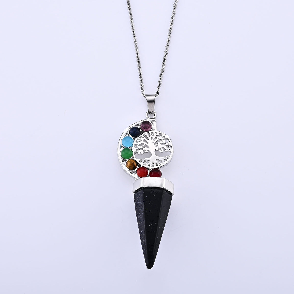 Gold Sandstone Pendant in Silvertone with Stainless Steel Necklace (20 Inches) 75.00 ctw