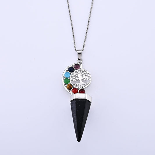 Gold Sandstone Pendant in Silvertone with Stainless Steel Necklace (20 Inches) 75.00 ctw