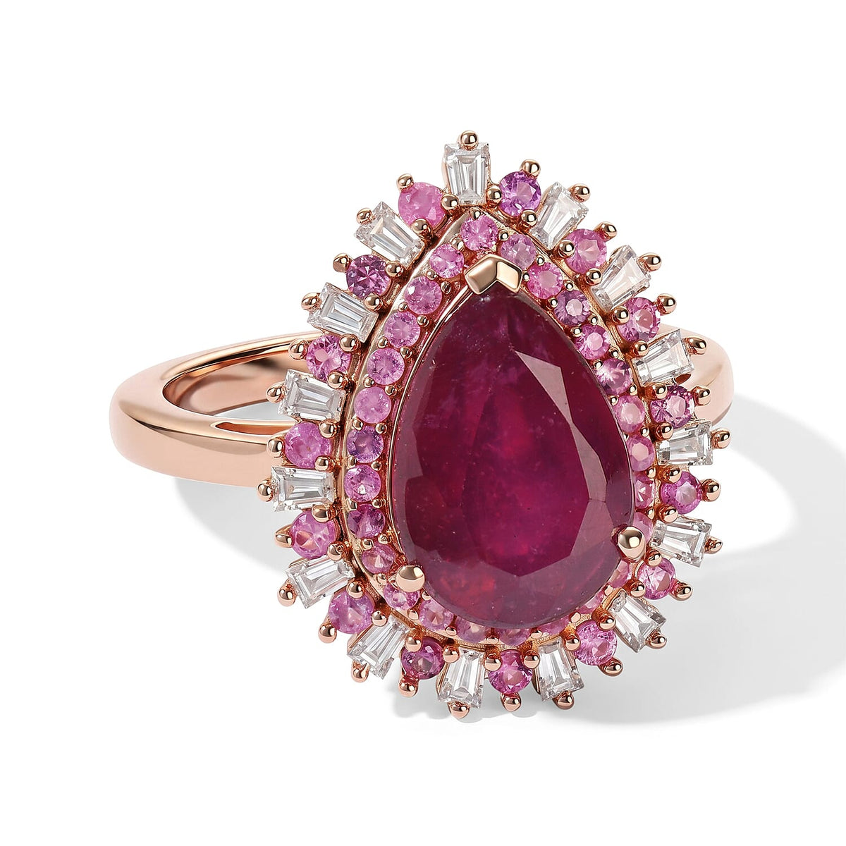 D'Joy Premium Niassa Ruby (FF), Multi Gemstone Ring in 18K Vermeil RG Over Sterling Silver (Size 10.0) 4.80 ctw 8666688