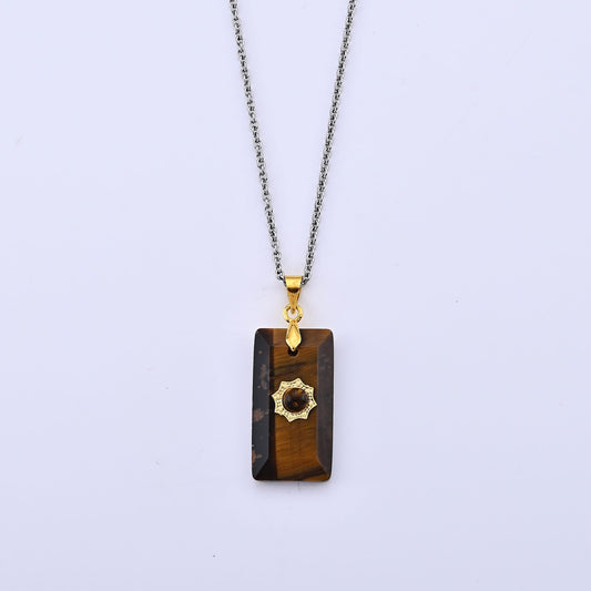Tiger Eye Pendant in Goldtone with ION Plated YG Stainless Steel Necklace (20 Inches) 15.00 ctw