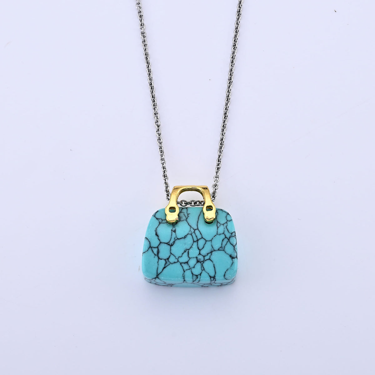 Turquoise Pendant in Goldtone with ION Plated YG Stainless Steel Necklace (20 Inches) 40.00 ctw