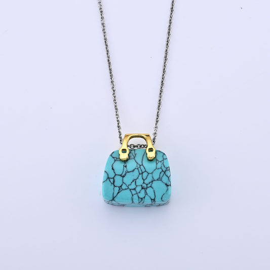 Turquoise Pendant in Goldtone with ION Plated YG Stainless Steel Necklace (20 Inches) 40.00 ctw
