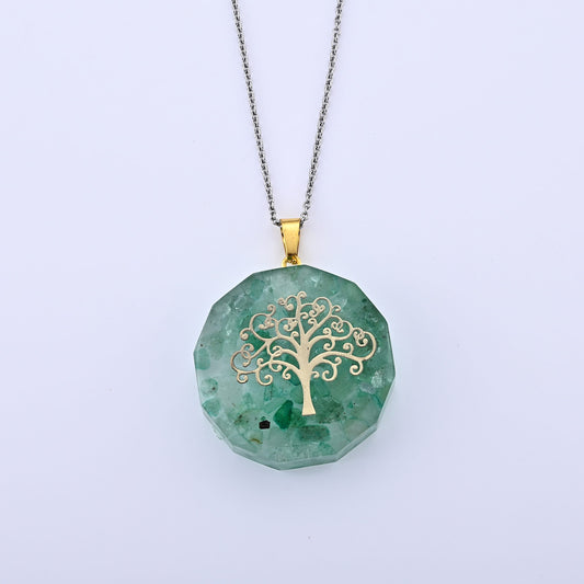 Green Aventurine Pendant in Goldtone with ION Plated YG Stainless Steel Necklace (20 Inches) 100.00 ctw