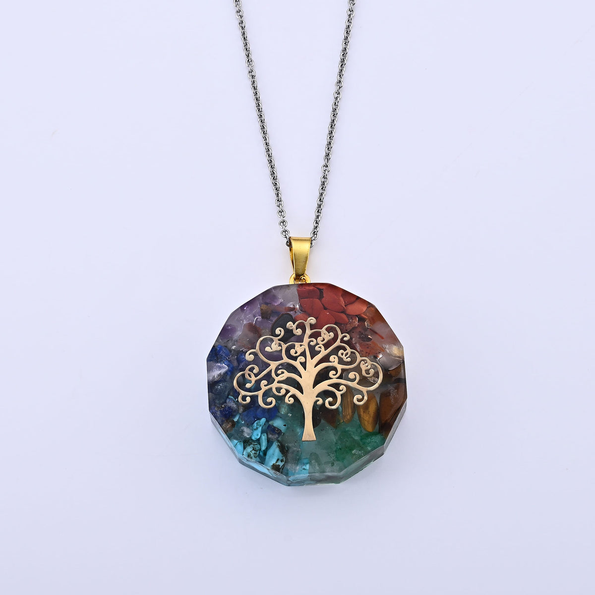 Red Jasper, Turquoise Pendant in Goldtone with ION Plated YG Stainless Steel Necklace (20 Inches) 15.00 ctw