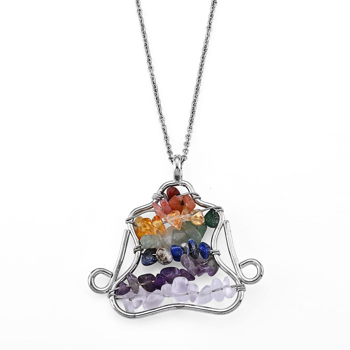 Austrian White Crystal , African Amethyst , Black Obsidian Necklace (Size - 20) Iron 21.00 ctw