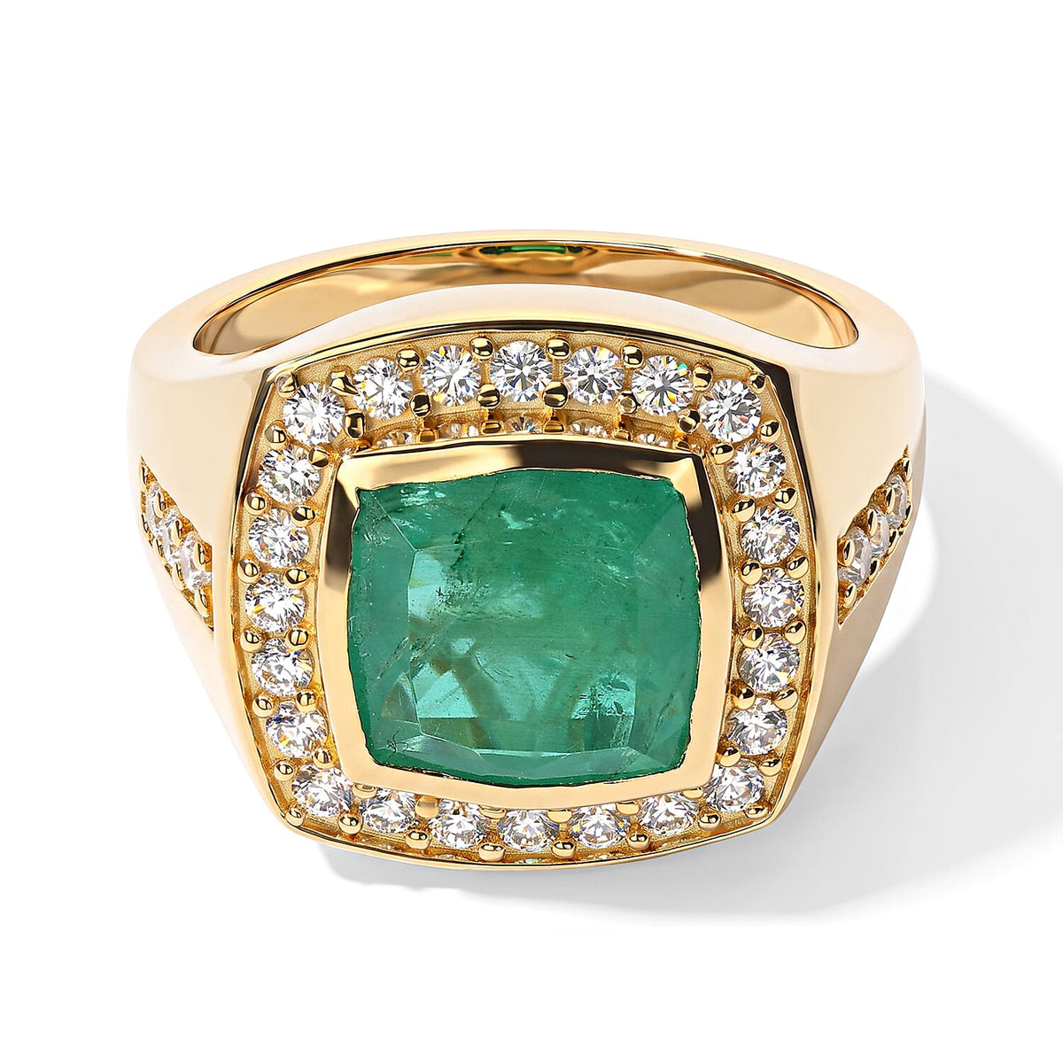 EverTrue Emeraldine Triplet Quartz, White Zircon Ring in 18K YG Plated (Size 10.0) 6.35 ctw