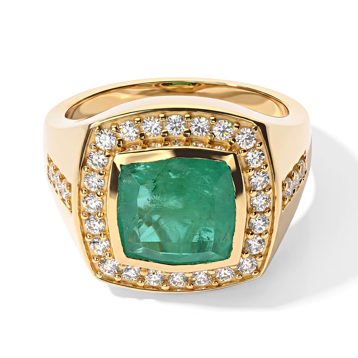 EverTrue Emeraldine Triplet Quartz, White Zircon Ring in 18K YG Plated (Size 10.0) 6.35 ctw