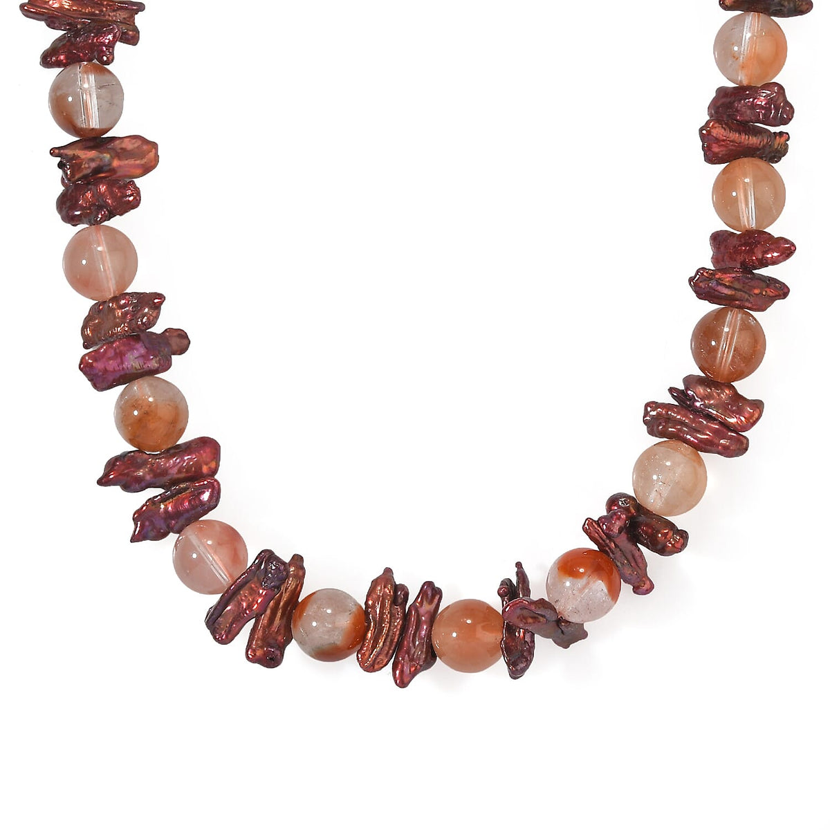EverTrue Lodolite 180.00 ctw and Purple Pearl (D) Necklace in Platinum Bond 18-19 Inches