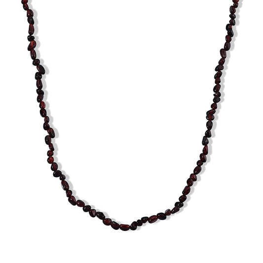 Mozambique Garnet 50.00 ctw Cord Beaded Necklace (17-19 Inches) in Stainless Steel