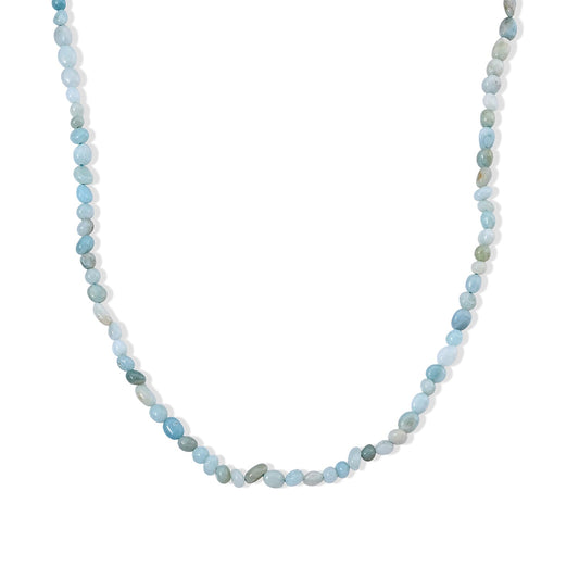 Amazonite 50.00 ctw Cord Beaded Necklace (17-19 Inches) in Stainless Steel