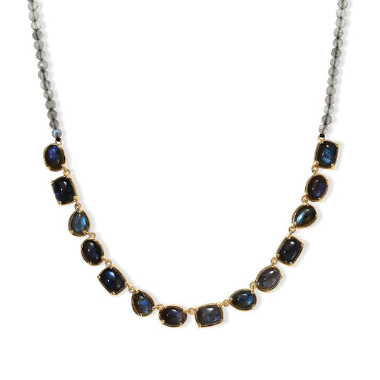 EverTrue AAA Malagasy Labradorite Necklace (18 Inches) in 18K YG Plated 42.89 ctw