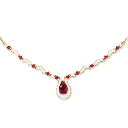 D'Joy Premium Niassa Ruby (FF) Necklace (18 Inches) in 18K Vermeil YG Over Sterling Silver 6.00 ctw