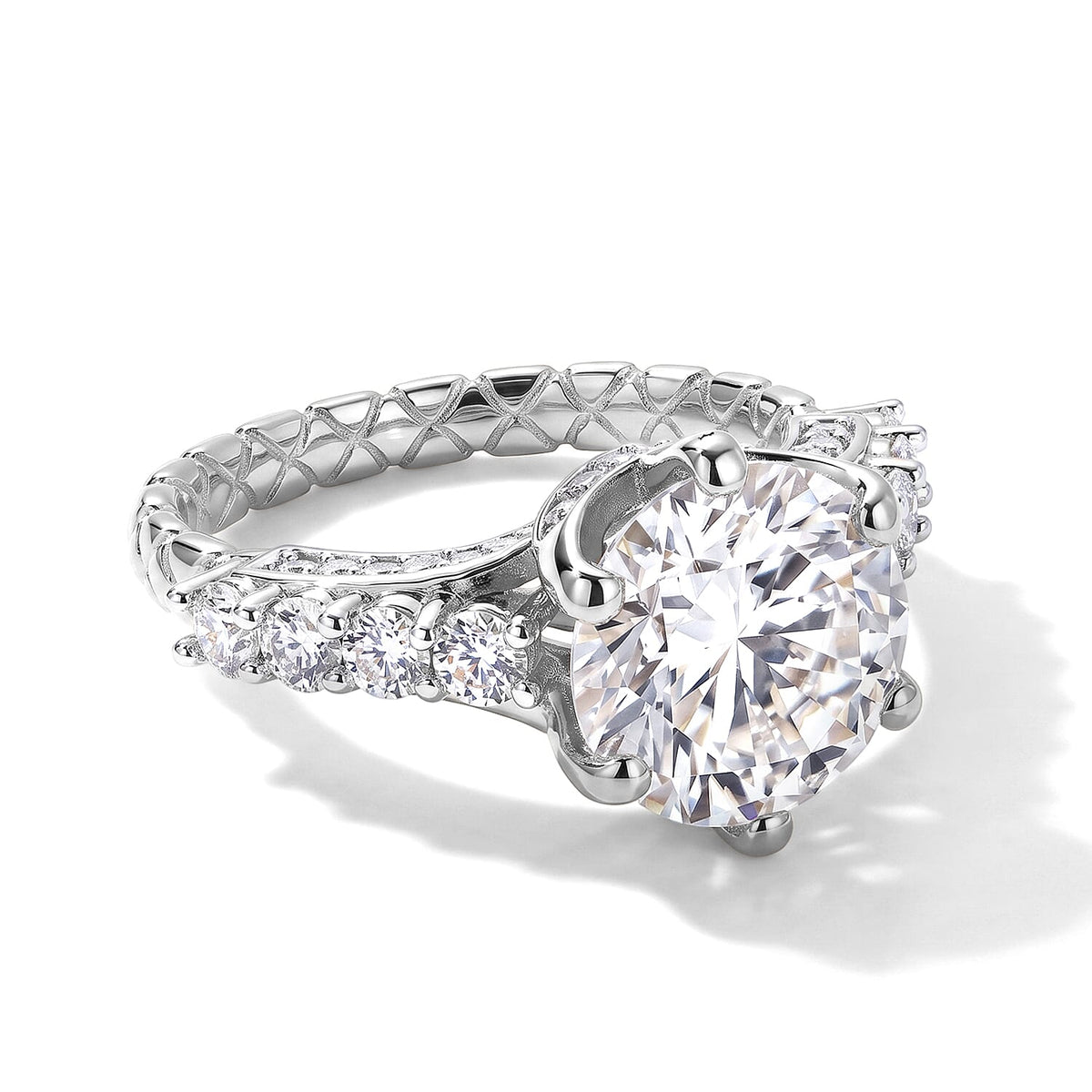 D'Joy Moissanite (Rnd 10mm) Ring in 18K Vermeil YG Over Sterling Silver (Size 6.0) 4.25 ctw 8668489