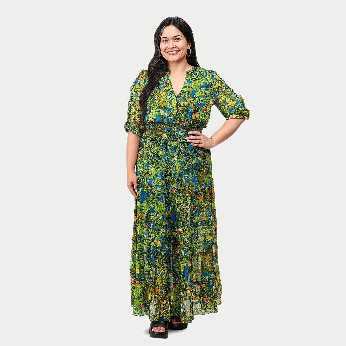Spy Zone Exchange Copper Multi Tiger print 3/4 Sleeve Wrap Dress-S