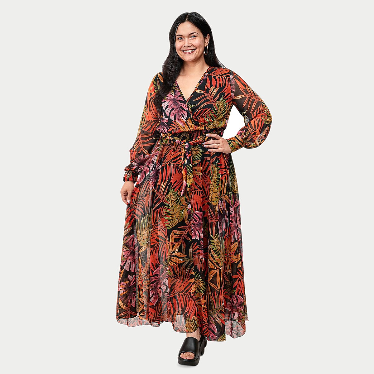 Spy Zone Exchange Copper Multi Tiger print 3/4 Sleeve Wrap Dress-S