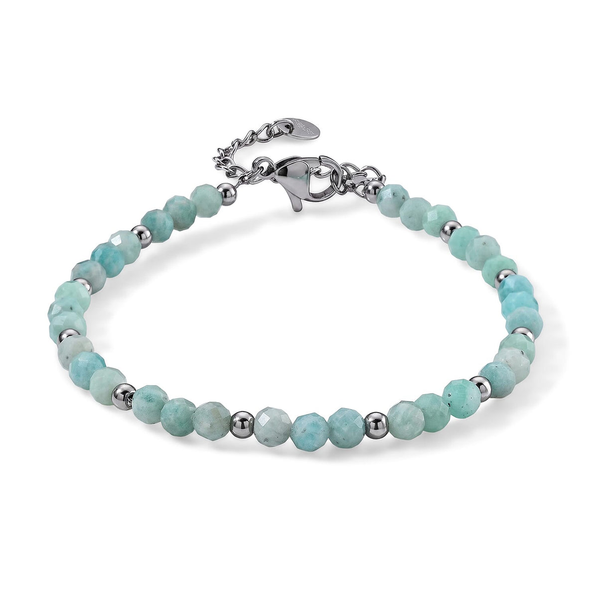 Prehnite 15.00 ctw Cord Beaded Bracelet in Stainless Steel (6-9In)