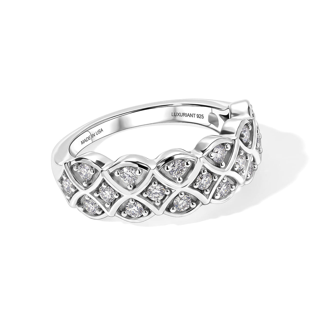 Luxuriant Lab Grown Diamond (G-H, SI) Band Ring in Rhodium Over Sterling Silver (Size 5.0) 0.50 ctw