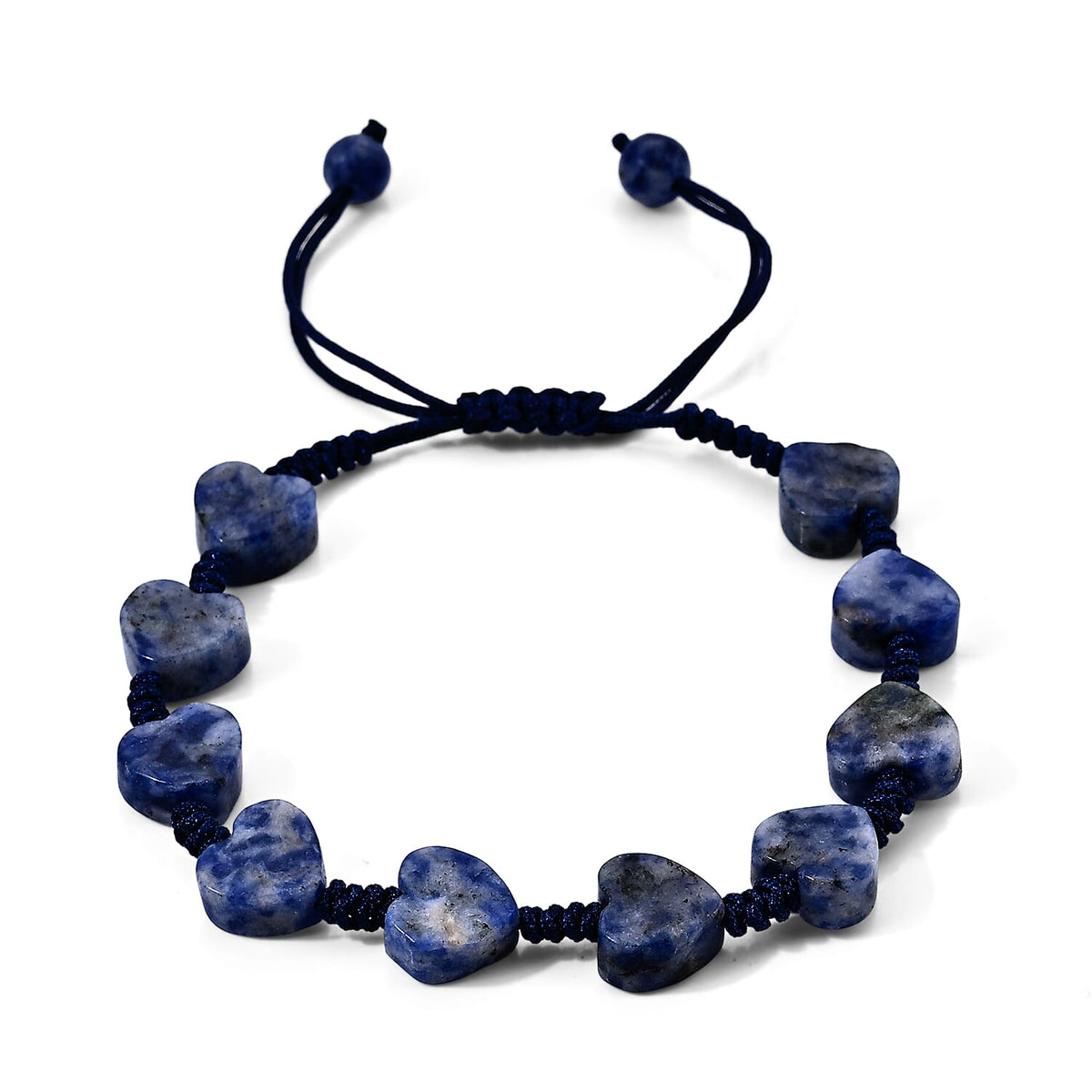 Yellow Tigers Eye 35.00 ctw Cotton Cord Beaded Heart Bracelet (6-9In)