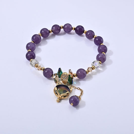 Austrian Purple Crystal Bracelet in Goldtone (6.00-9.00In)