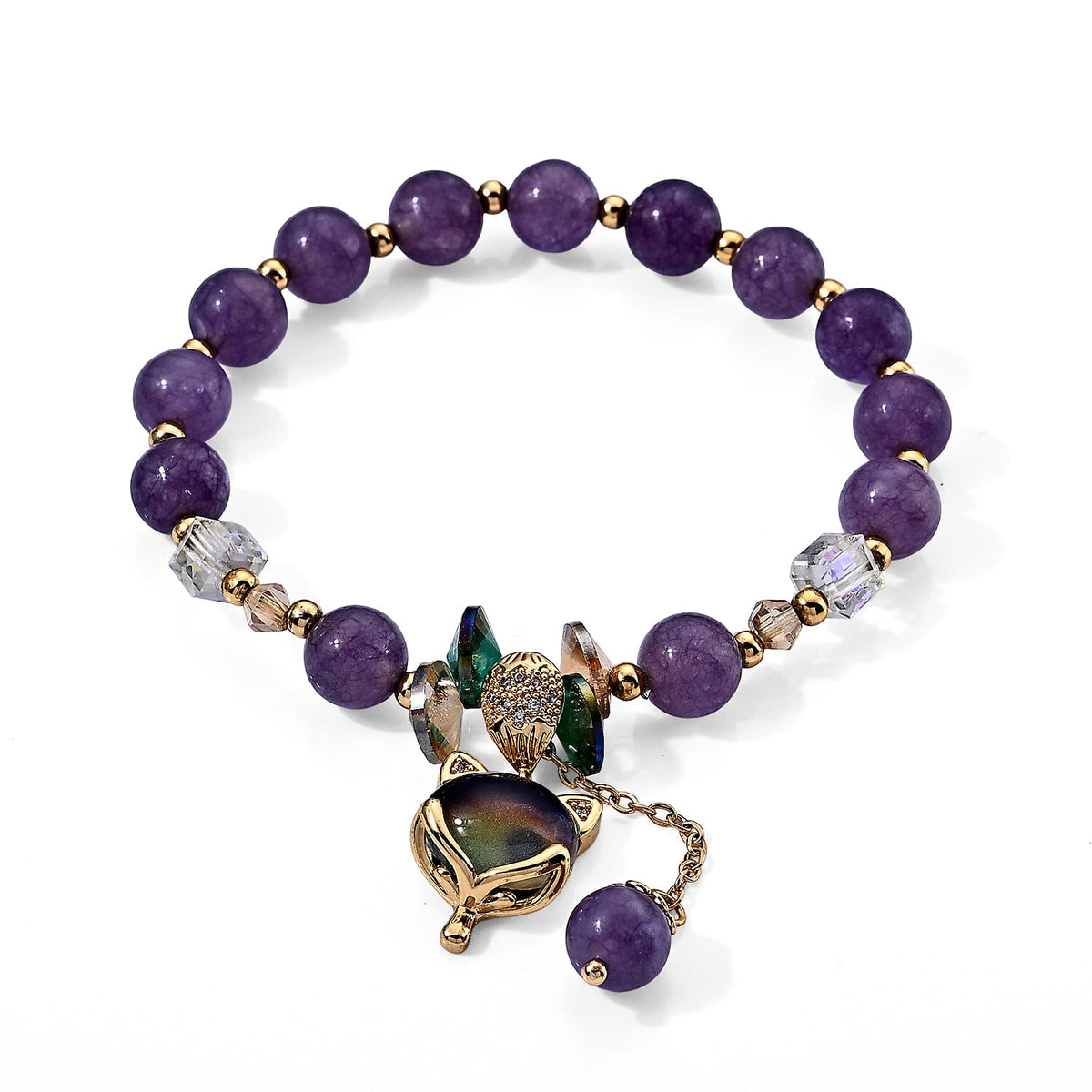 Austrian Purple Crystal Bracelet in Goldtone (6.00-9.00In)
