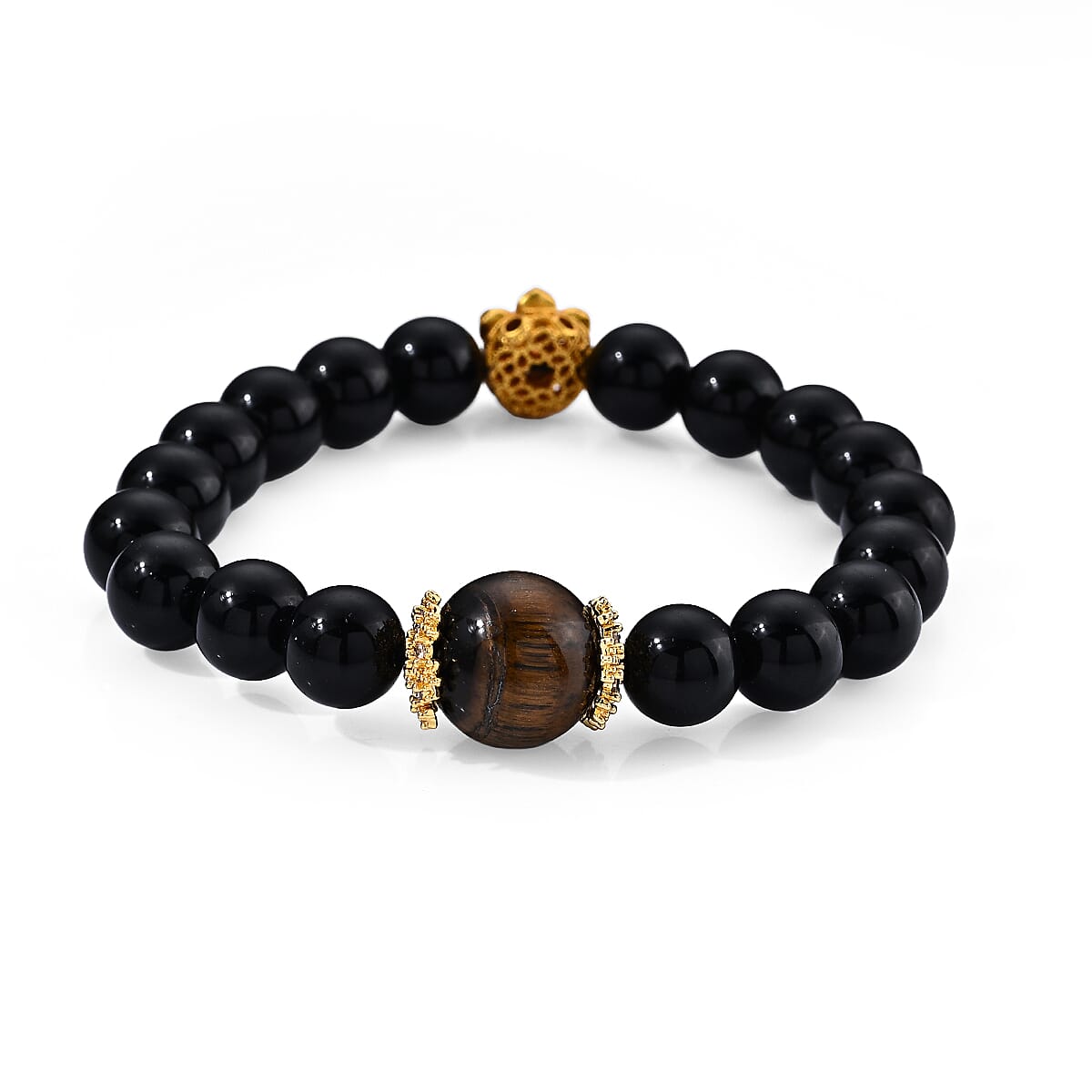 Tigers Eye, Black Obsidian Bracelet in Goldtone (6.00-6.50In) 85.00 ctw