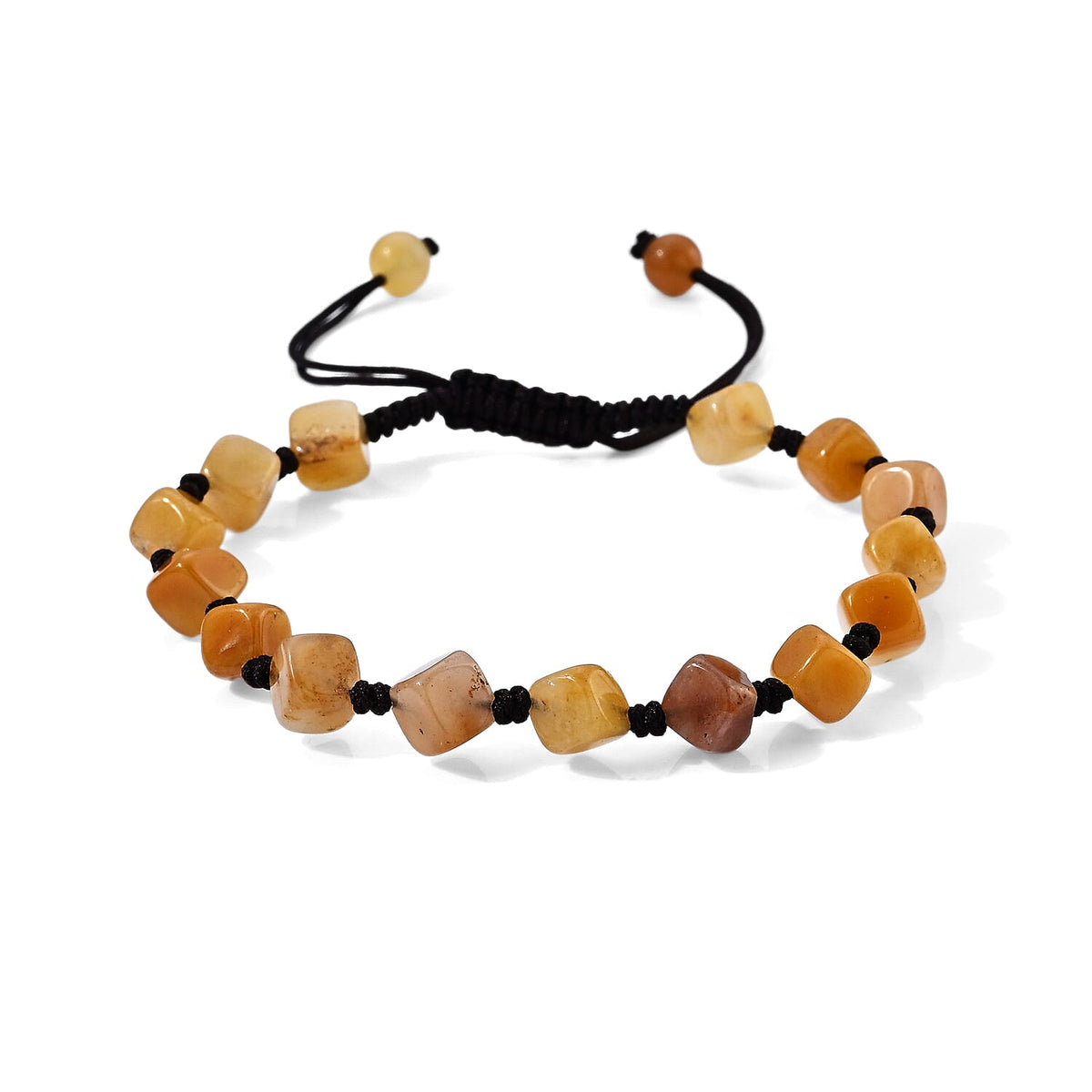 Red Carnelian 28.00 ctw Cotton Cord Beaded Bracelet (6-9In)