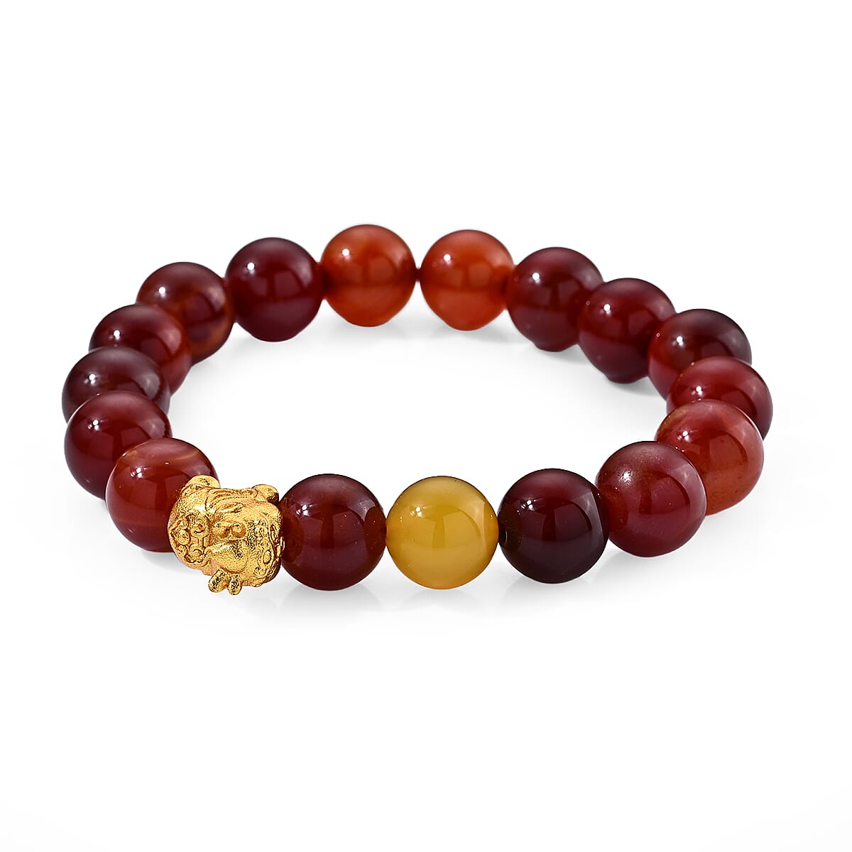 Red and Yellow Agate Bracelet in Goldtone (6.00-6.50In) 133.00 ctw