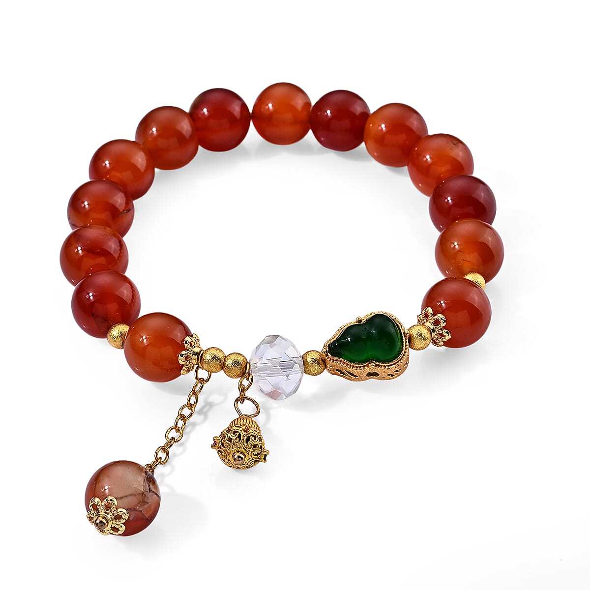 Red Agate Bracelet in Goldtone (6.00-6.50In) 130.00 ctw