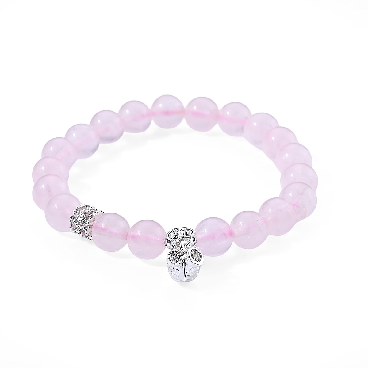 Austrian Pink Crystal Bracelet in Silvertone (6.00-6.50In)