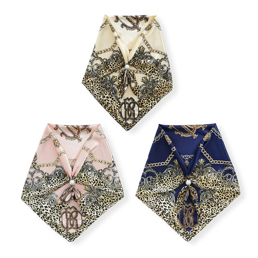 La Marey Multi Color Set of 3pcs Scarf with 1 Peal Gift Box (35.43"x35.43")