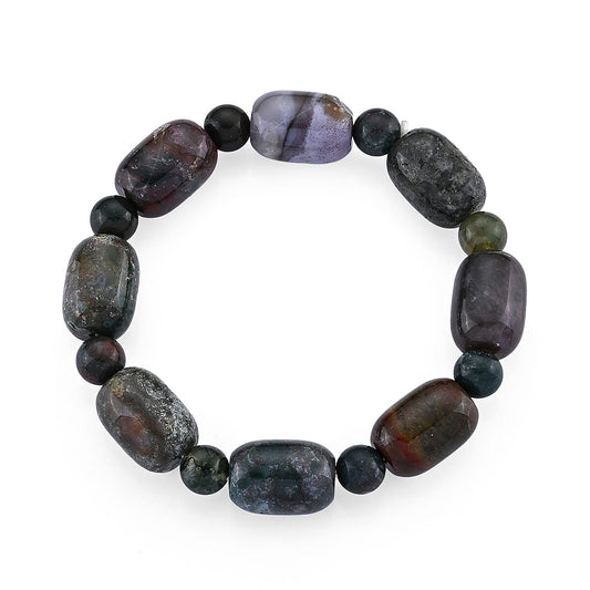 Indian Agate Beaded Stretch Bracelet 230.00 ctw