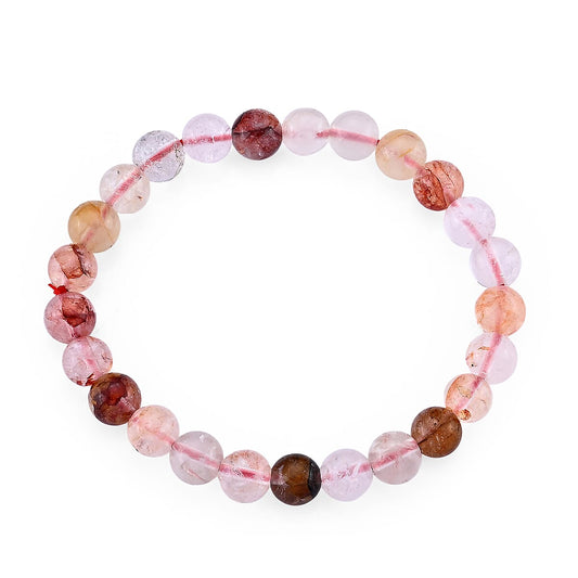 Multi Hematoid Quartz Beaded Stretch Bracelet 68.00 ctw