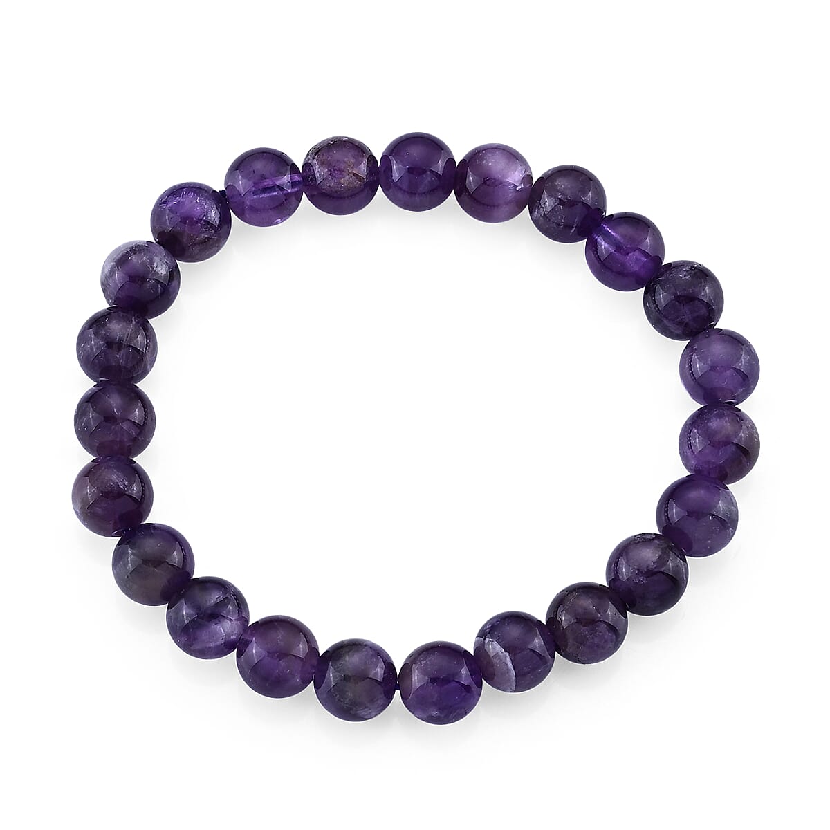 African Amethyst Beaded Stretch Bracelet 90.00 ctw