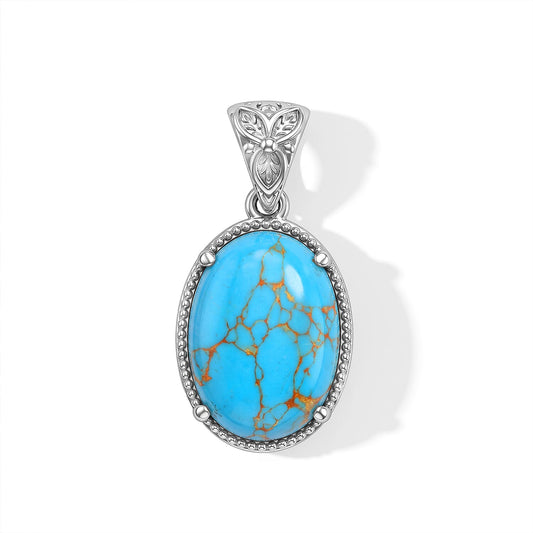 EverTrue Mojave Blue Turquoise 9.00 ctw Solitaire Pendant in Stainless Steel