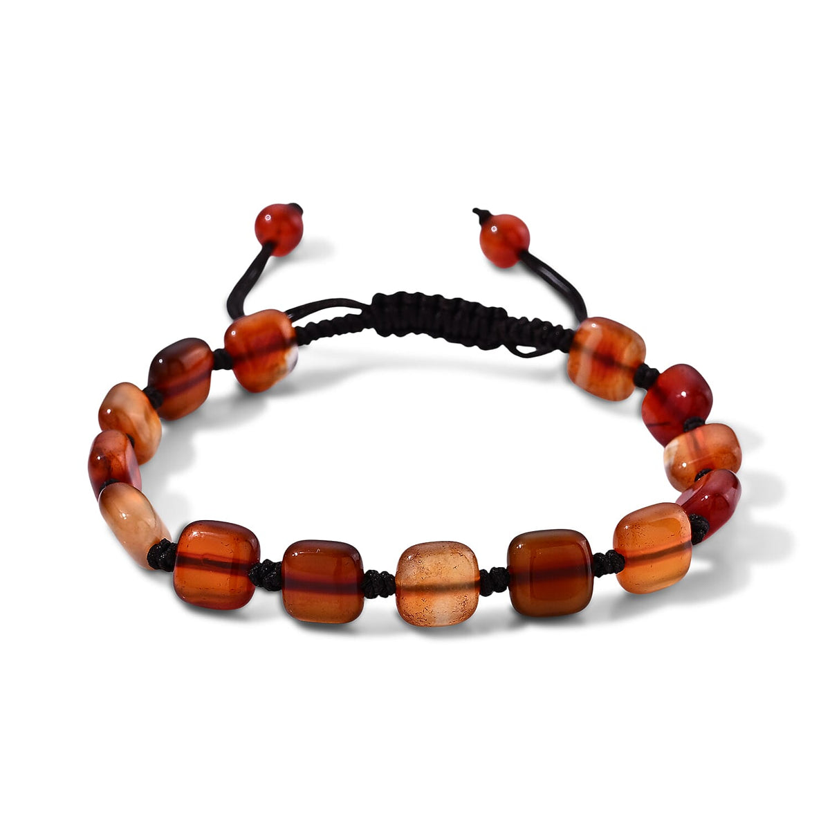 Agate 28.00 ctw Cord Beaded Cushion Bracelet (6-9In)