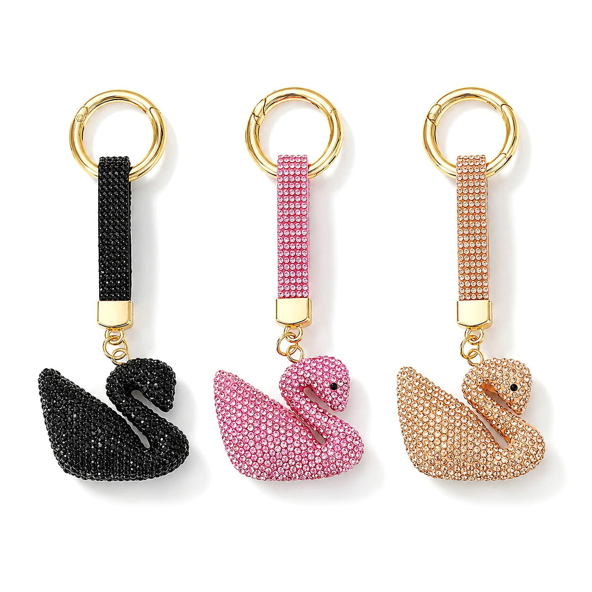 Livmore Pink, Gold and Purple Floral 3pcs Set Crystal Keyring